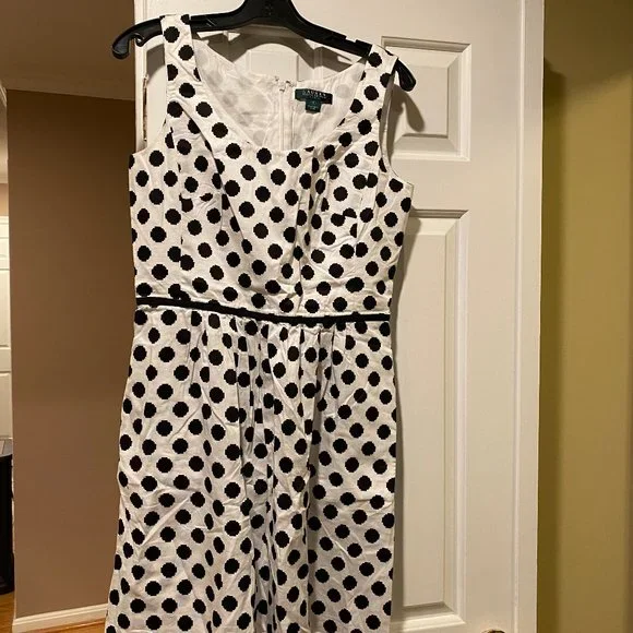 Ralph Lauren Black and White Polka Dot Dress Size 8 Ralph Lauren Black and White Polka Dot Dress Size 8